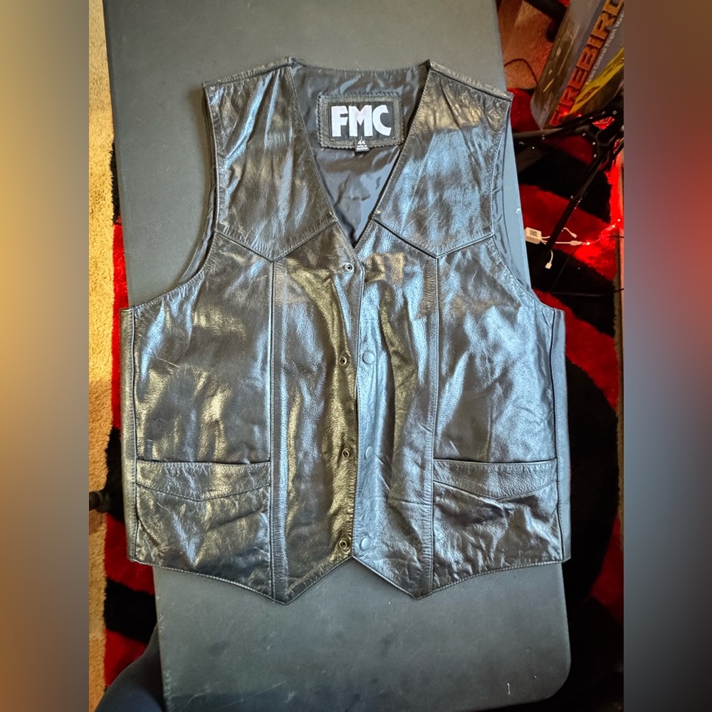 FMC Black Leather Vest